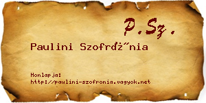 Paulini Szofrónia névjegykártya